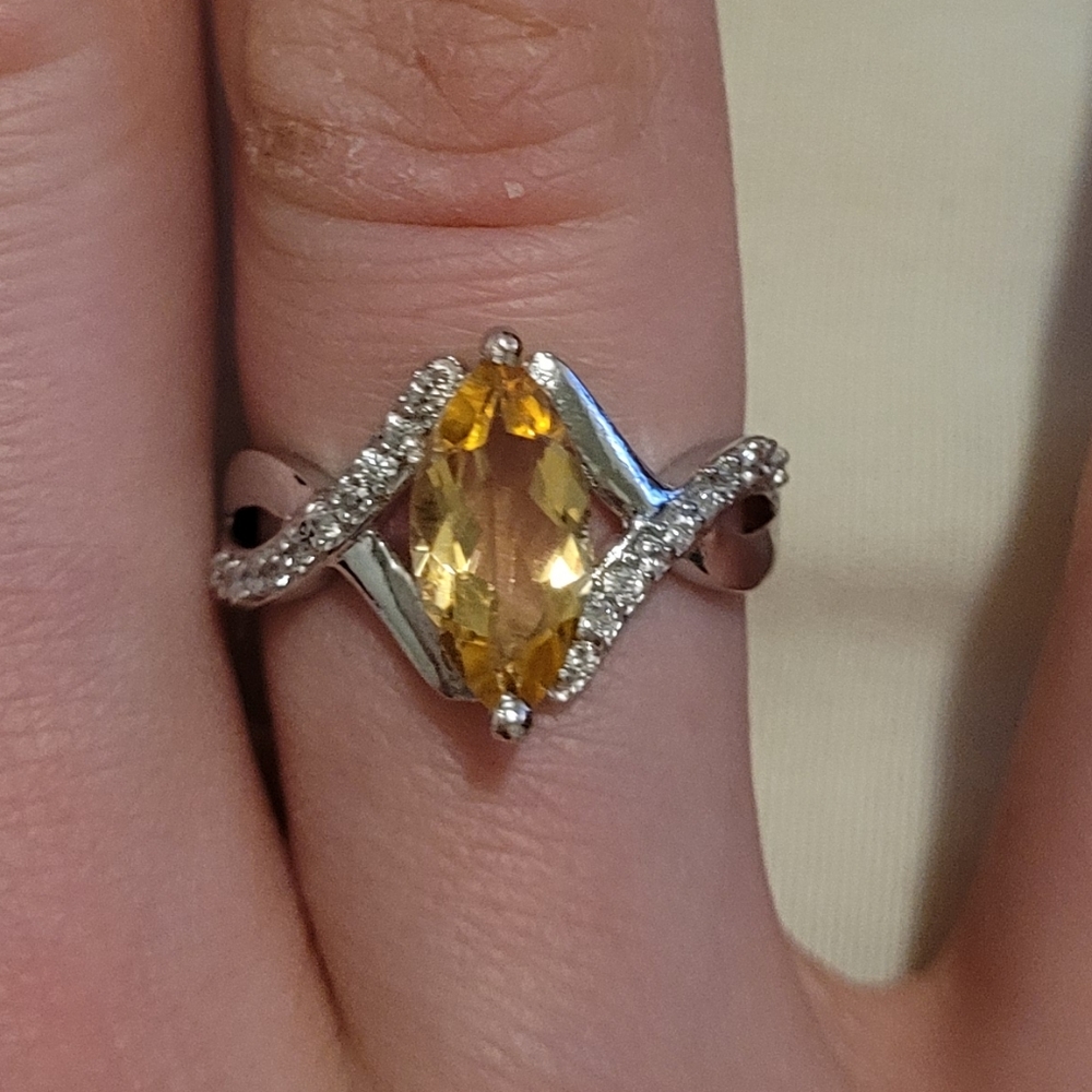 Ornate Citrine Sterling Silver Ring